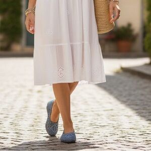 LUCKY BRAND Avelly Macrame Flat In Open Blue Size 7.5